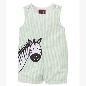 Green Seersucker Zebra Shortalls